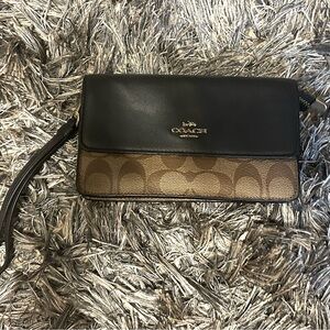 Coach Black and Tan Signature Wristlet